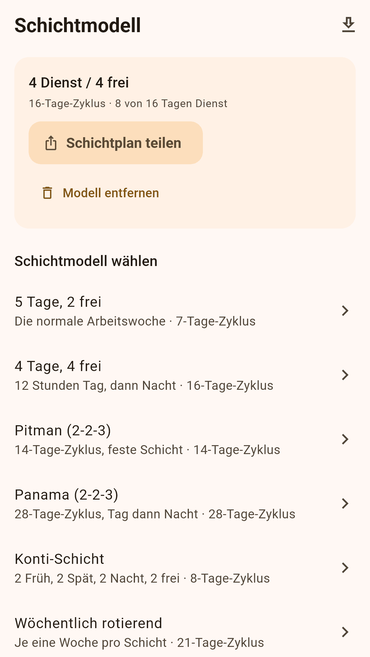 Rotabee-Ansicht zum Einrichten einer wiederkehrenden Schichtfolge.